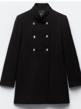 Women’s Black Double-Breasted Wool Blend Coat